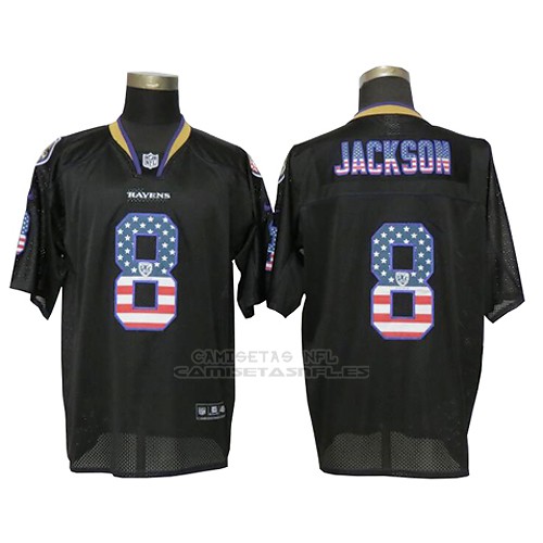 Camiseta NFL Hombre Elite Baltimore Ravens 8 Lamar Jackson Negro Stitched